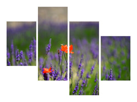 modern-4-piece-canvas-print-poppy-in-the-lavender