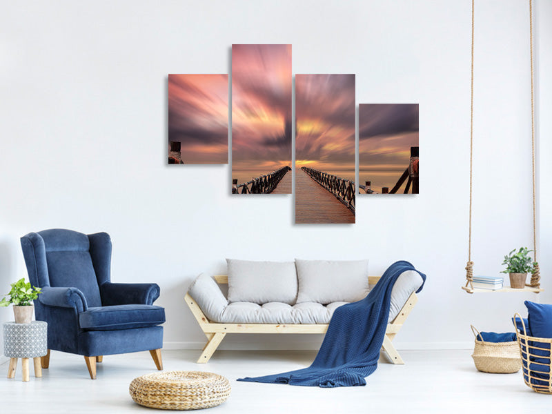 modern-4-piece-canvas-print-spectacular-sunset-on-the-bridge