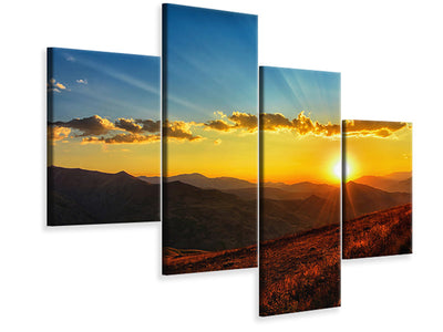 modern-4-piece-canvas-print-sunset-in-the-world-of-mountains