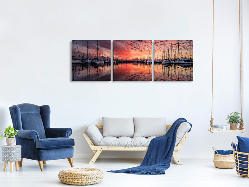 panoramic-3-piece-canvas-print-evening-mood-in-the-harbor