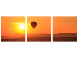 panoramic-3-piece-canvas-print-hot-air-balloon-at-sunset