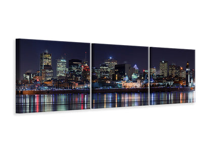 panoramic-3-piece-canvas-print-montreal-night