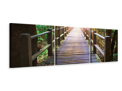 panoramic-3-piece-canvas-print-the-bridge-in-the-forest