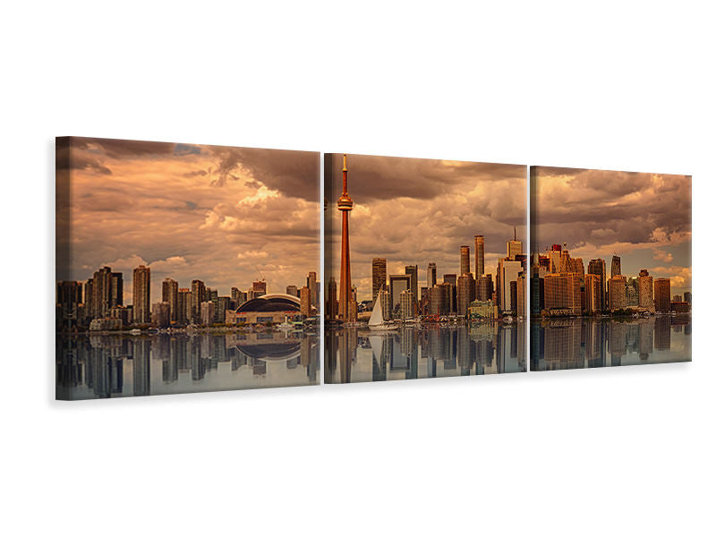 panoramic-3-piece-canvas-print-toronto-at-dusk