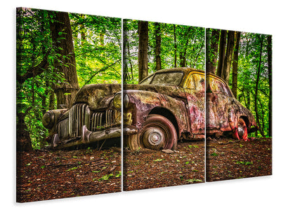3-piece-canvas-print-abandoned-classic-car