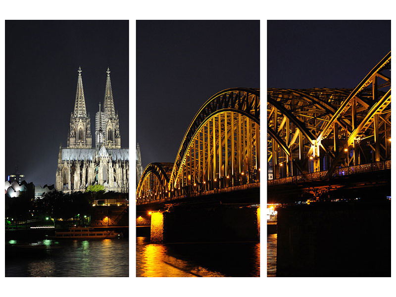 3-piece-canvas-print-at-night-in-cologne