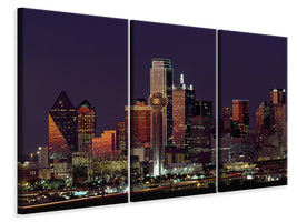 3-piece-canvas-print-at-night-in-dallas