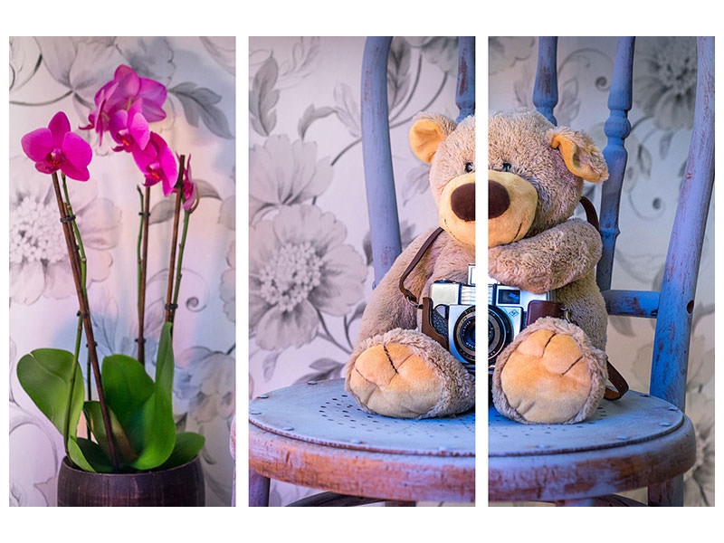 3-piece-canvas-print-camera-teddy-bear