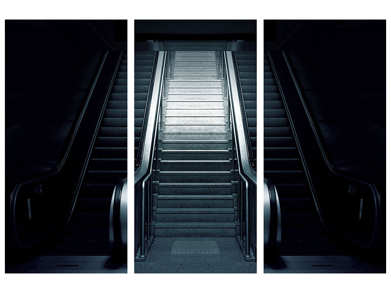 3-piece-canvas-print-escalator-in-the-dark