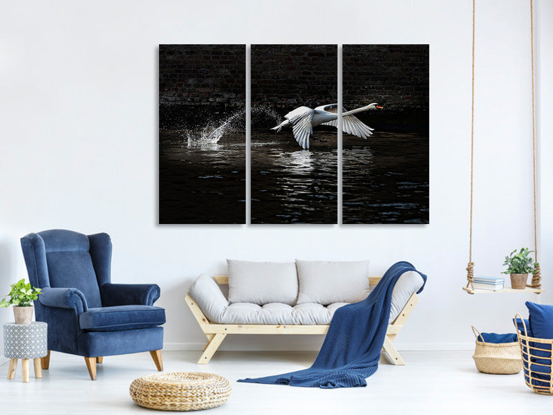3-piece-canvas-print-flying-swan