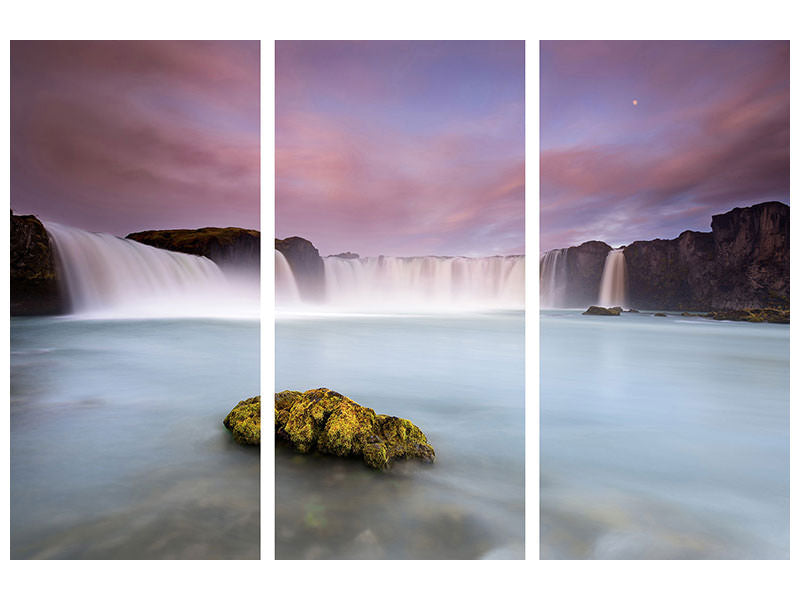 3-piece-canvas-print-godafoss-and-the-moon