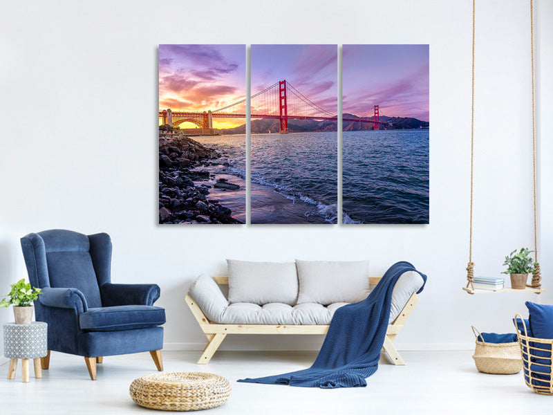 3-piece-canvas-print-golden-gate-in-the-evening