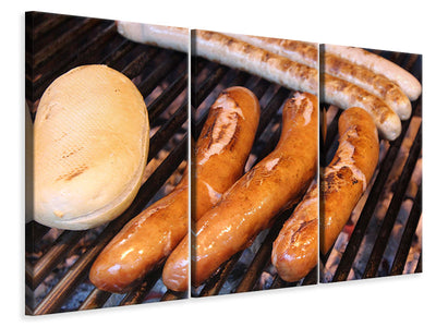 3-piece-canvas-print-grilled-sausage