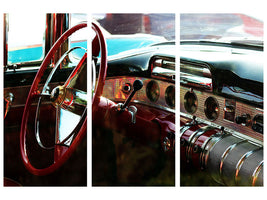 3-piece-canvas-print-interior-of-a-vintage-car