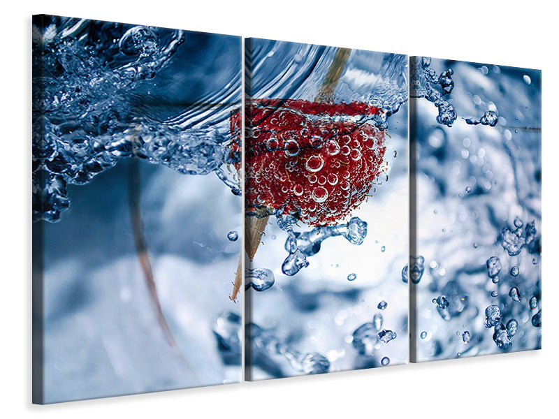 3-piece-canvas-print-raspberry-in-the-water