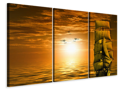 3-piece-canvas-print-sailing-ship-in-the-sunset