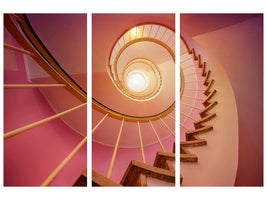 3-piece-canvas-print-spiral-staircase-in-pink