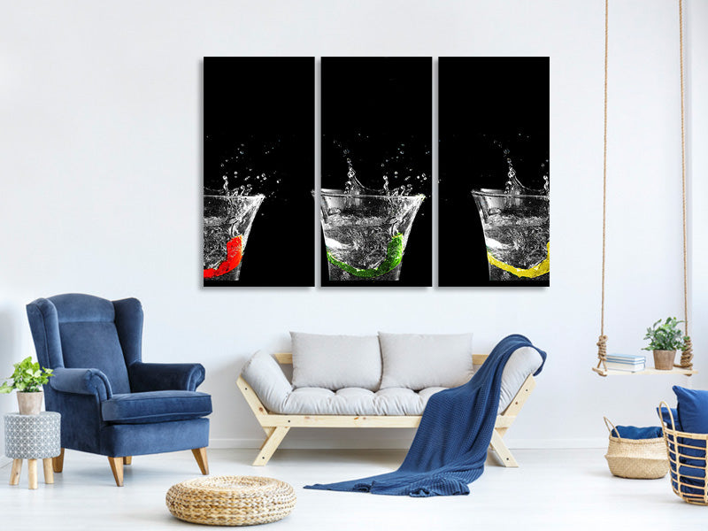 3-piece-canvas-print-splashing-water-glasses