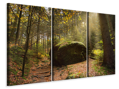3-piece-canvas-print-the-rock-in-the-forest