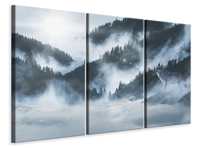 3-piece-canvas-print-the-wolf-in-the-woods