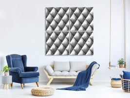 4-piece-canvas-print-3d-lozenges-silver-grey