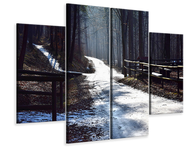 4-piece-canvas-print-a-path-in-the-snow