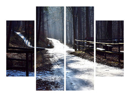 4-piece-canvas-print-a-path-in-the-snow