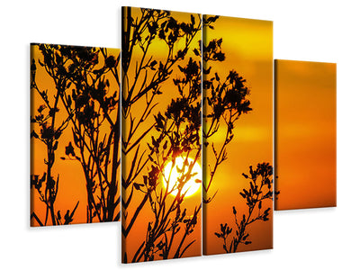 4-piece-canvas-print-a-shrub-in-the-sunset