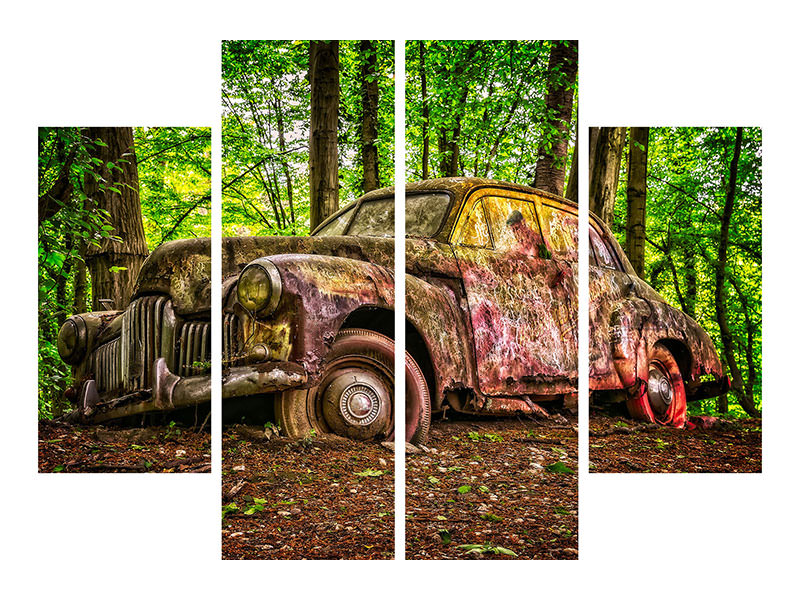 4-piece-canvas-print-abandoned-classic-car