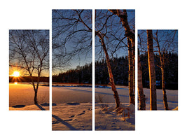 4-piece-canvas-print-birches-in-the-sunset