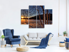 4-piece-canvas-print-birches-in-the-sunset