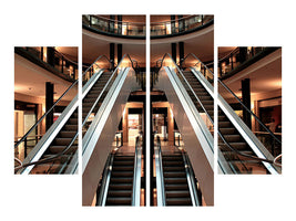 4-piece-canvas-print-escalator-in-shopping-mall