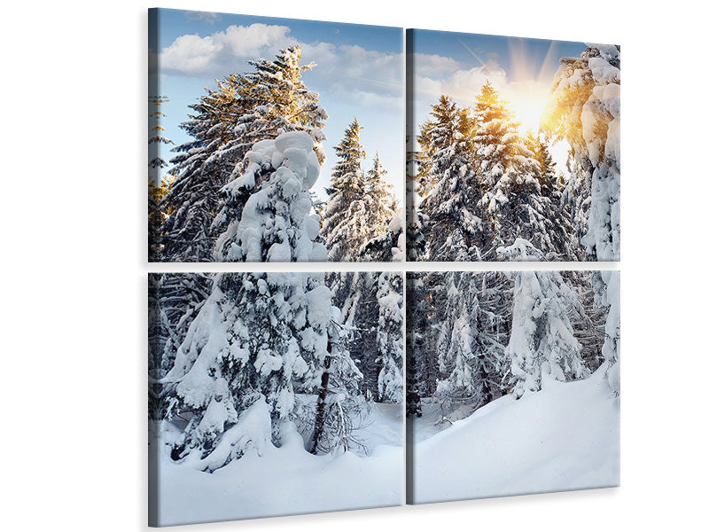 4-piece-canvas-print-fir-in-snow