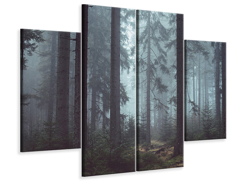 4-piece-canvas-print-forest-in-the-fog