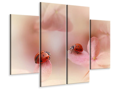 4-piece-canvas-print-ladybirds-on-pink-hydrangea