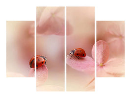 4-piece-canvas-print-ladybirds-on-pink-hydrangea