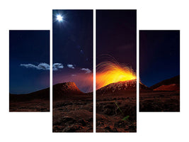 4-piece-canvas-print-lava-flow-with-the-moon