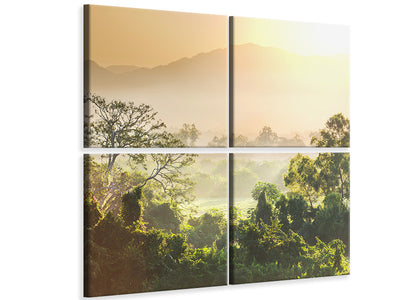4-piece-canvas-print-light-show-in-forest