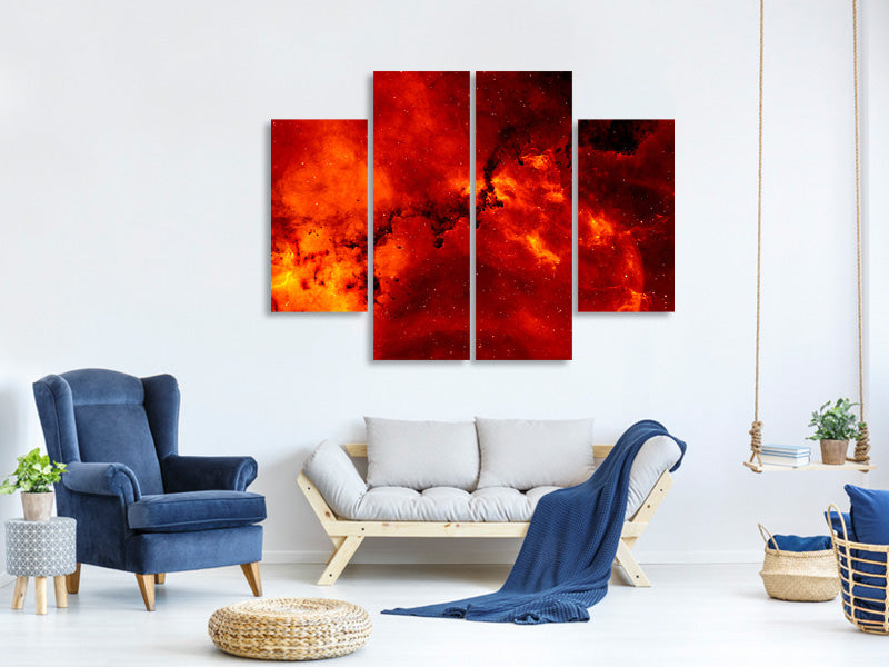 4-piece-canvas-print-red-starry-sky