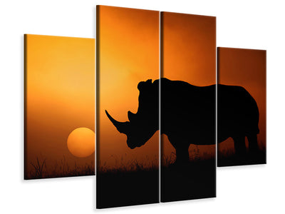 4-piece-canvas-print-rhino-sunrise