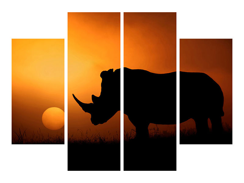 4-piece-canvas-print-rhino-sunrise
