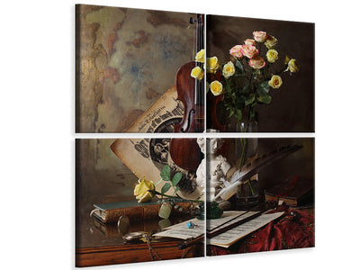 4-piece-canvas-print-still-life-with-violin-and-bust