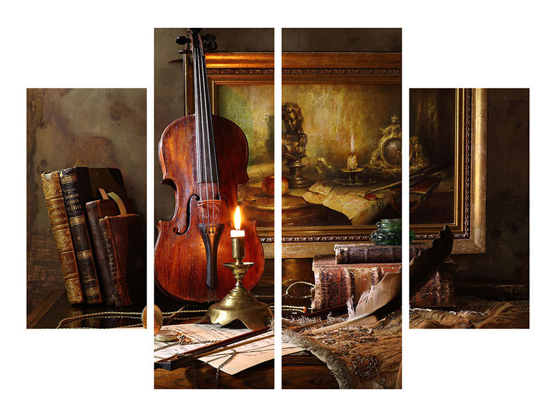 4-piece-canvas-print-still-life-with-violin-and-painting-ii