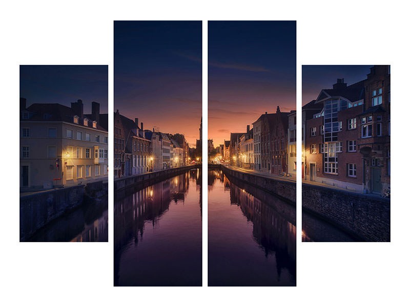 4-piece-canvas-print-sunset-in-brugge