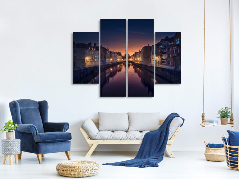 4-piece-canvas-print-sunset-in-brugge