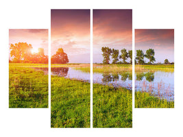 4-piece-canvas-print-sunset-on-lake