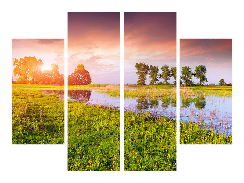 4-piece-canvas-print-sunset-on-lake