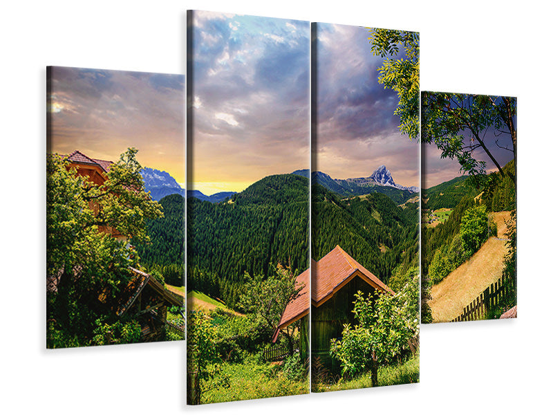 4-piece-canvas-print-swiss-mountains-in-summer