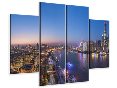 4-piece-canvas-print-the-blue-hour-in-shanghai