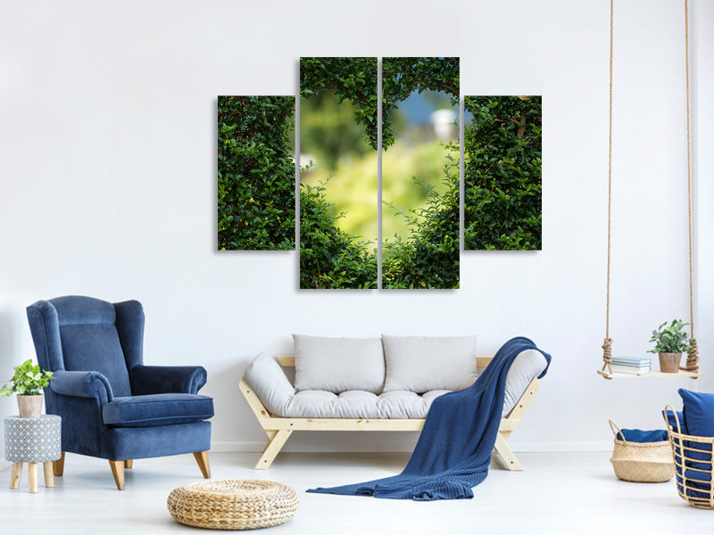 4-piece-canvas-print-the-heart-in-the-hedge
